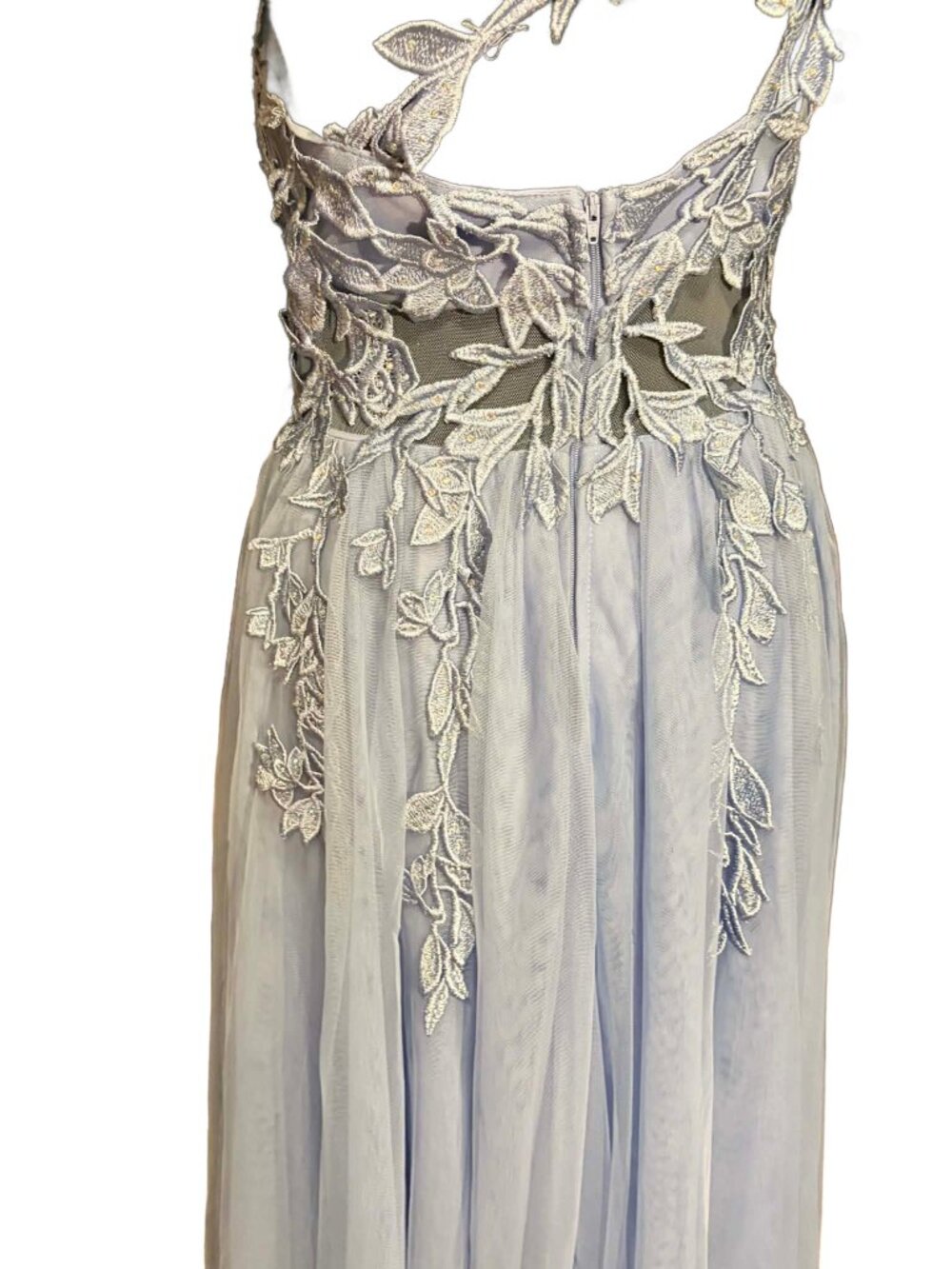 Gorgeous Sheer Midriff Sequined Applique One Shoulder Gown - Picture 2 of 7